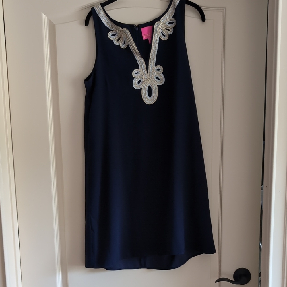 Elegant Navy Kids Dress with Silver Accents
